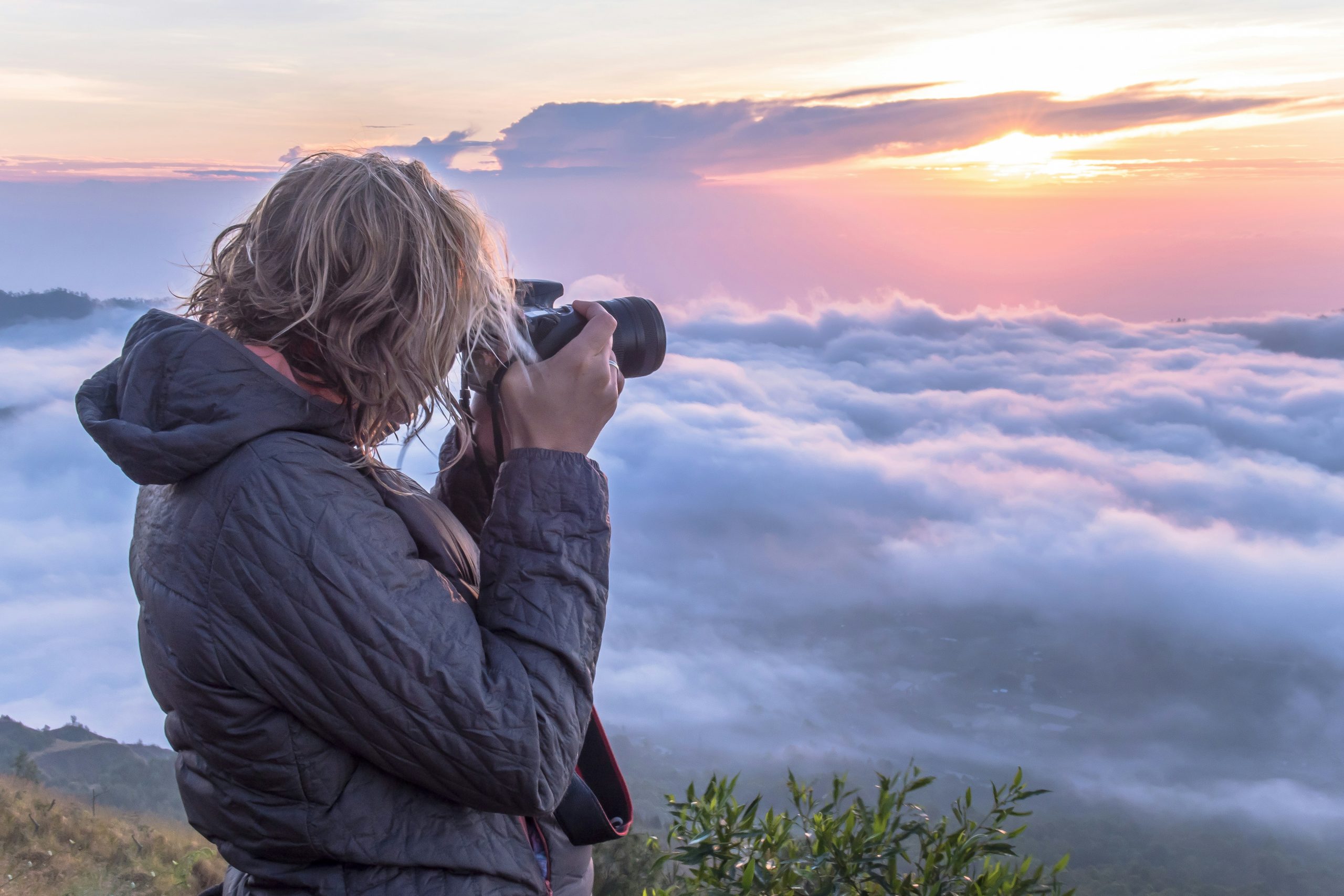 Sunrise view from Mount Batur crater rim Bali